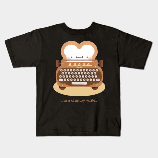 Crumby Writer Kids T-Shirt by Figberrytea